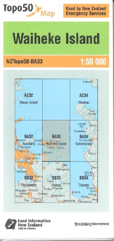 TOPO50 MAP WAIHEKE ISLAND